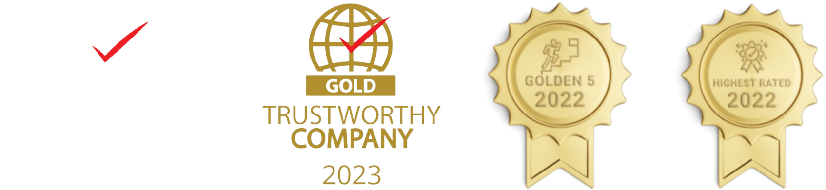 Auszeichnungen: Trustworthy Company 2023, Gold Trustworthy Company 2023, Golden 5 2022, Highest Rated 2022